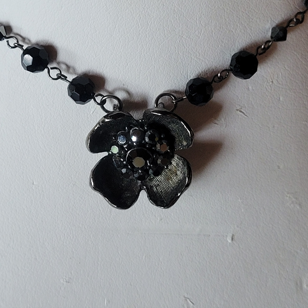 Black Poppy Flower Pendant